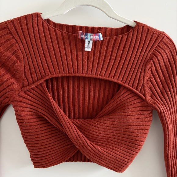 Rust Colored Ribbed Knit Sweater - Picture 2 of 4